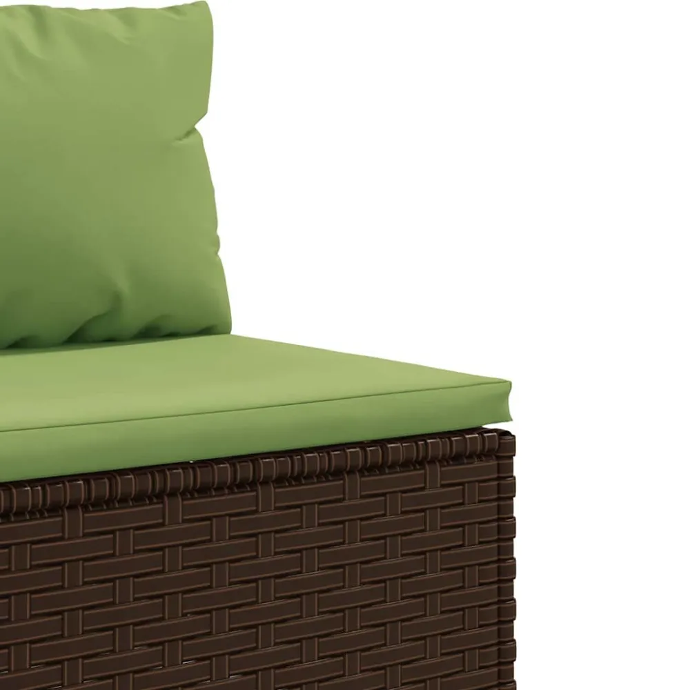 Set Divani da Giardino 5 pz con Cuscini Marrone Polyrattan per Relax all'Aperto
