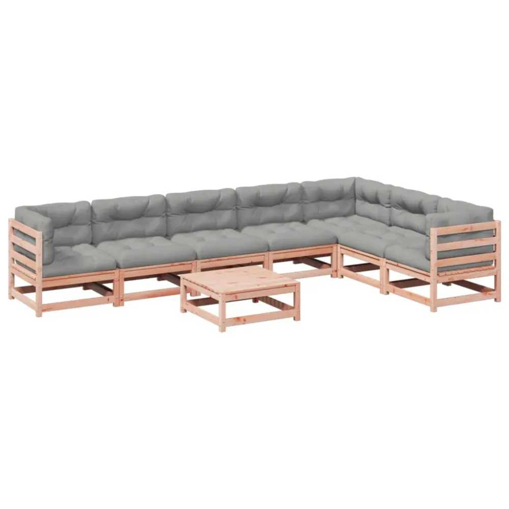 Set Divani da Giardino 8 pz con Cuscini Massello Abete Douglas Materiale Alluminio Anodizzato