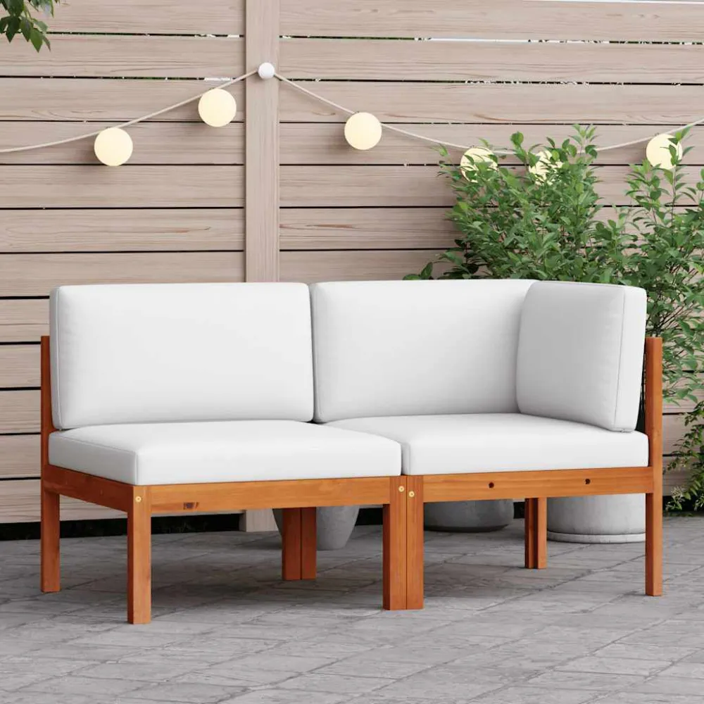 Set Divani da Giardino 2 pz con Cuscini Massello d'Acacia Colori Vivaci