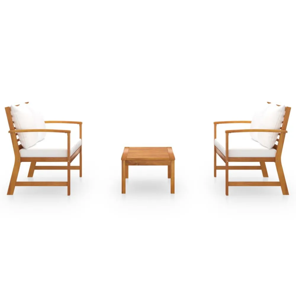 Set Divani da Giardino 3 pz con Cuscini Massello di Acacia Easy Storage