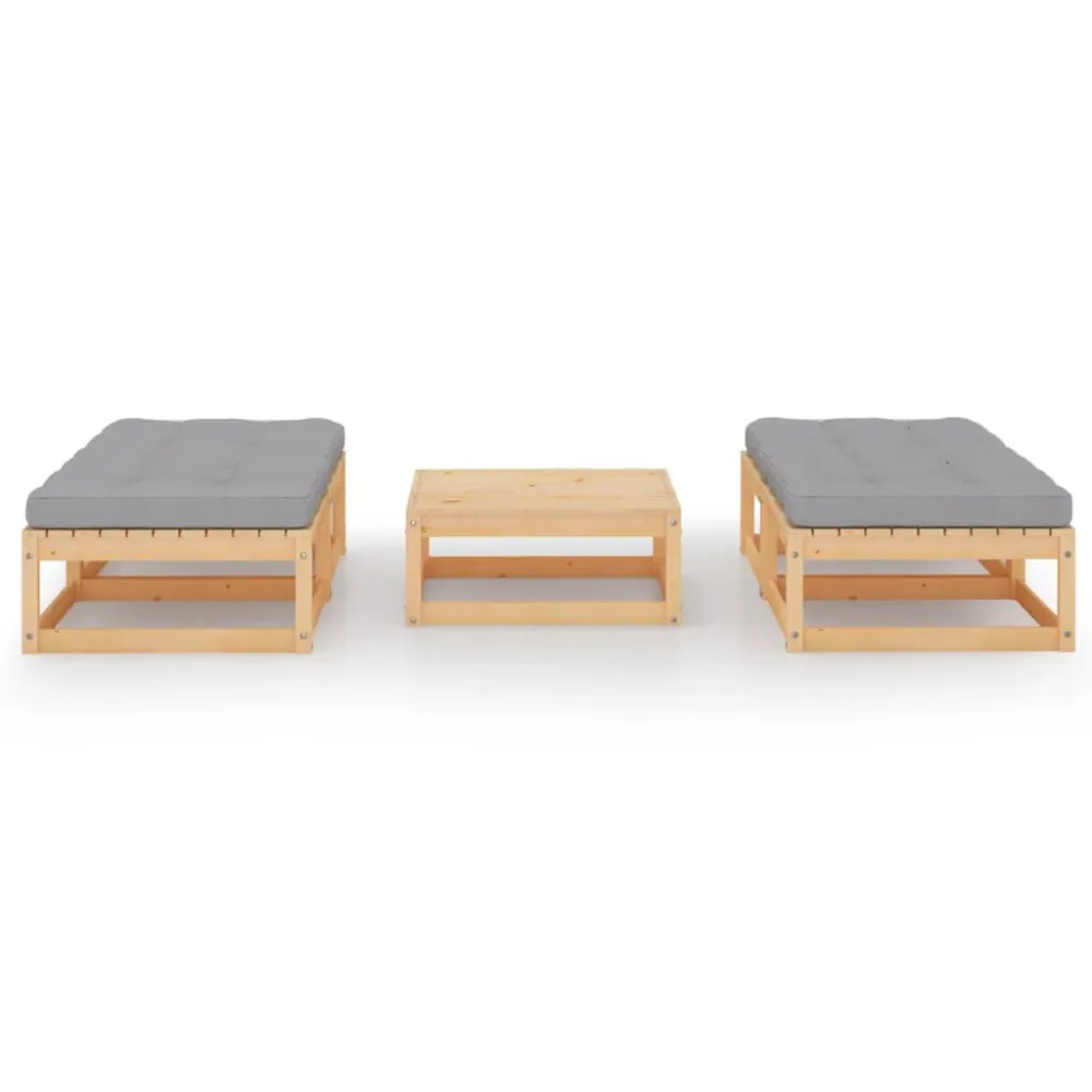 Set Divani da Giardino 5 pz con Cuscini Massello di Pino Materiale Alluminio Anodizzato