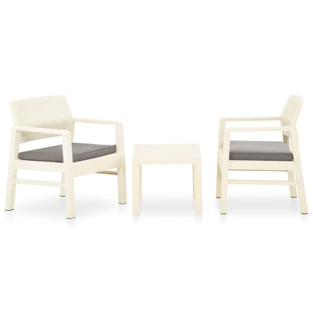 Set Divani da Giardino con Cuscini 3 pz Plastica Bianco Colori Vivaci