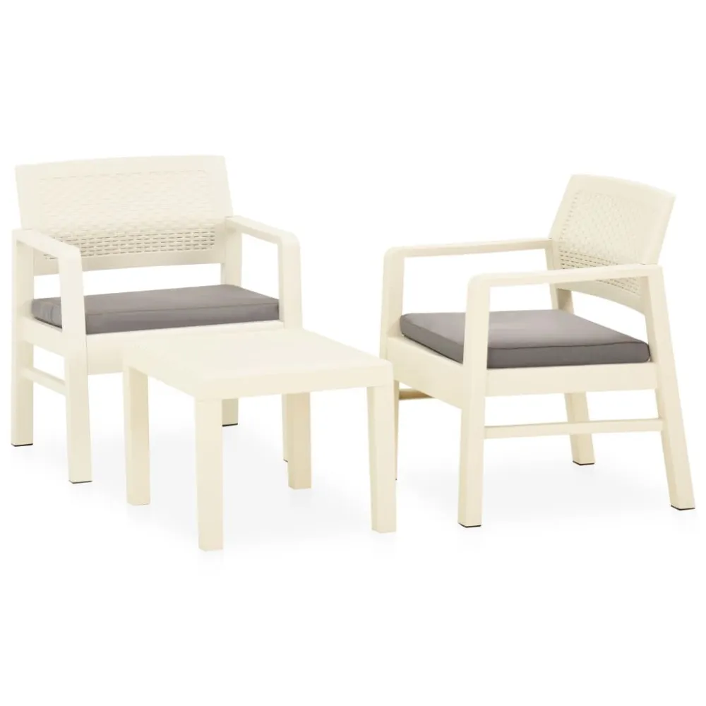 Set Divani da Giardino con Cuscini 3 pz Plastica Bianco Colori Vivaci