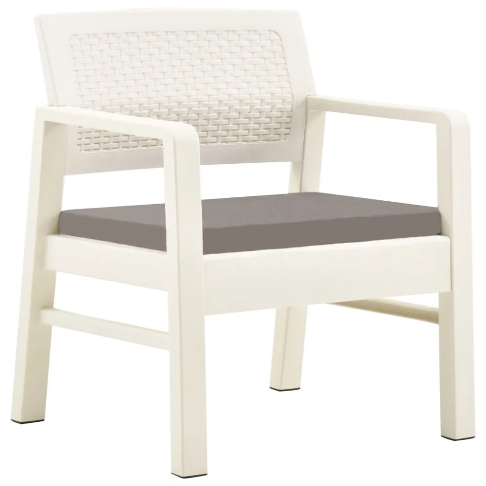 Set Divani da Giardino con Cuscini 3 pz Plastica Bianco Colori Vivaci