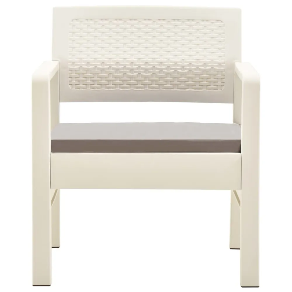 Set Divani da Giardino con Cuscini 3 pz Plastica Bianco Colori Vivaci