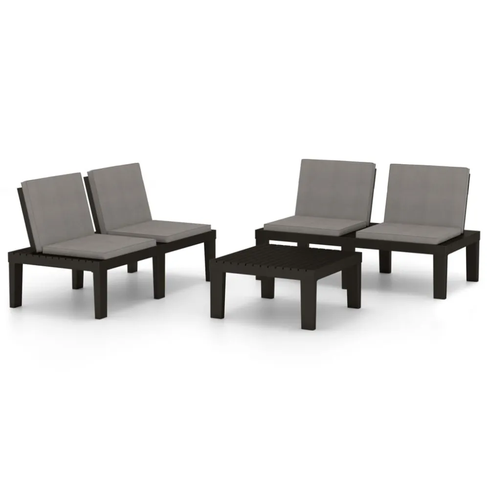Set Divani da Giardino con Cuscini 3 pz Plastica Grigio per Relax all'Aperto
