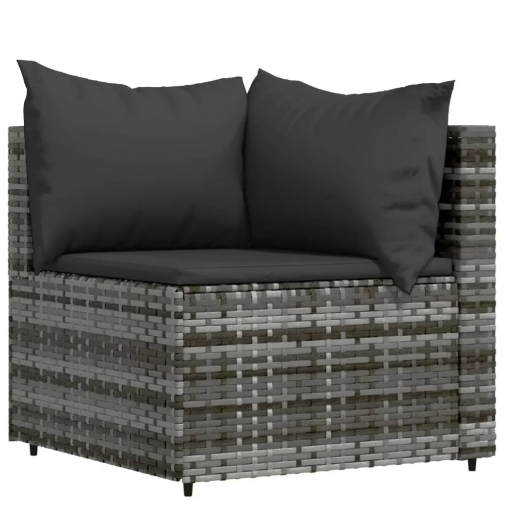 Set Divani da Giardino 3 pz con Cuscini Polyrattan Grigio - Impermeabile e UV Resistente