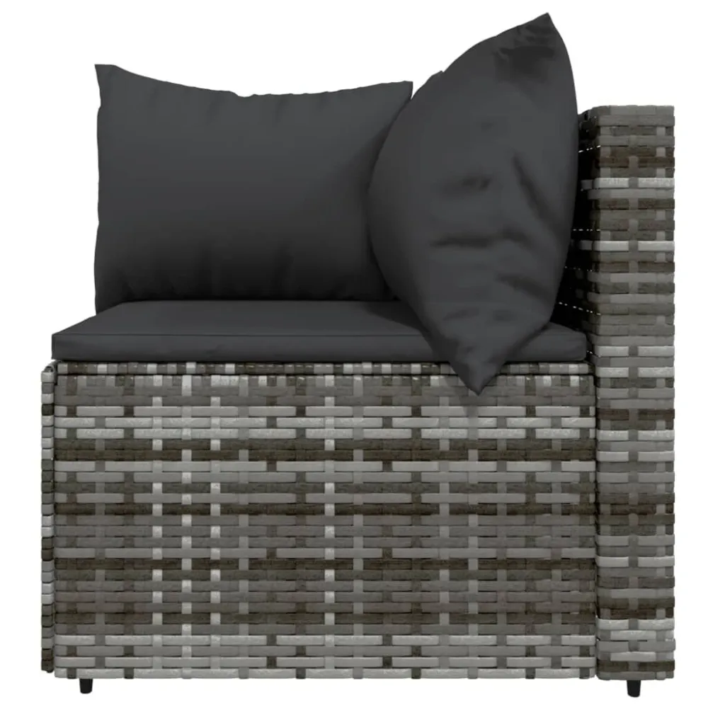Set Divani da Giardino 3 pz con Cuscini Polyrattan Grigio - Impermeabile e UV Resistente