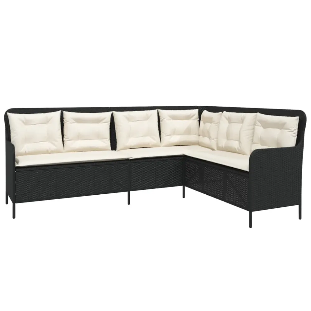 Set Divani da Giardino 2 pz con Cuscini Polyrattan Nero per Giardino e Spiaggia