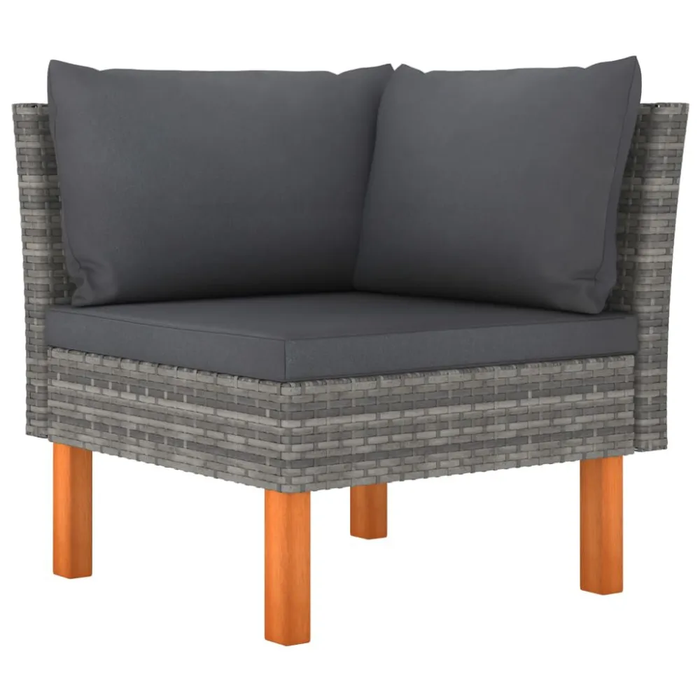 Set Divani da Giardino 6 pz con Cuscini Polyrattan Grigio | Pieghevole e Leggera
