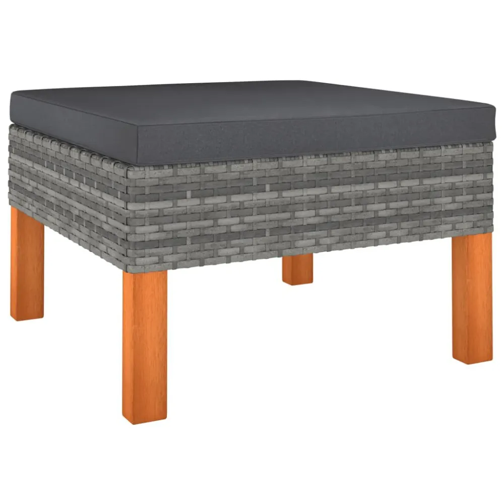 Set Divani da Giardino 6 pz con Cuscini Polyrattan Grigio | Pieghevole e Leggera