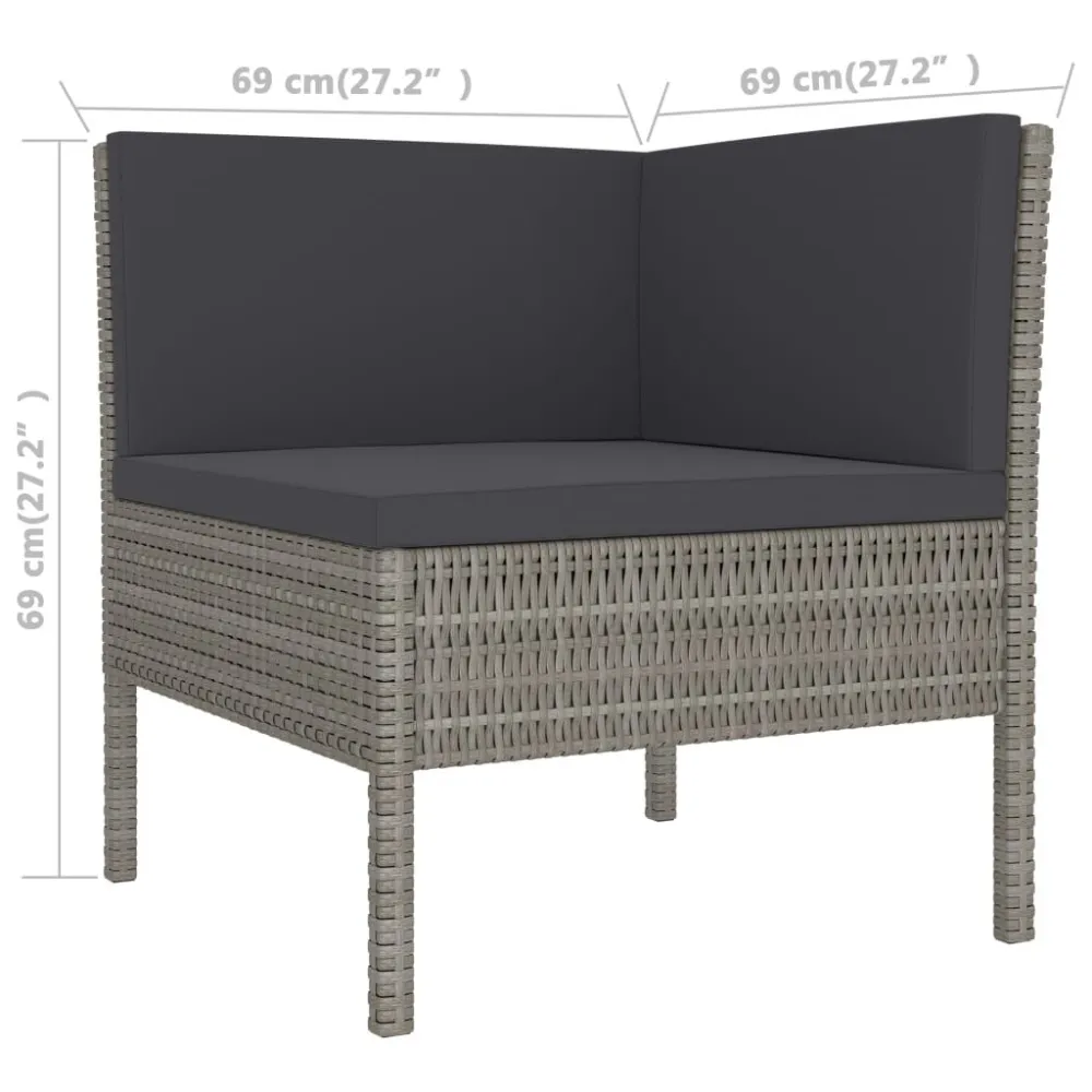 Set Divani da Giardino 2 pz con Cuscini Polyrattan Grigio - Impermeabile e UV Resistente