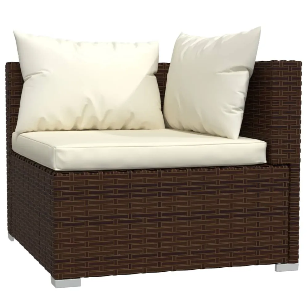 Set Divani da Giardino 9 pz con Cuscini Polyrattan Marrone - Impermeabile e UV Resistente