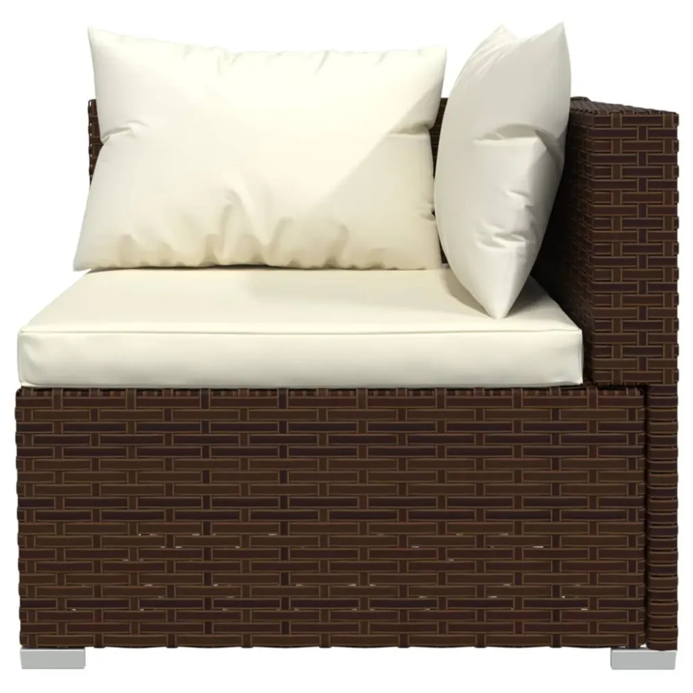 Set Divani da Giardino 9 pz con Cuscini Polyrattan Marrone - Impermeabile e UV Resistente