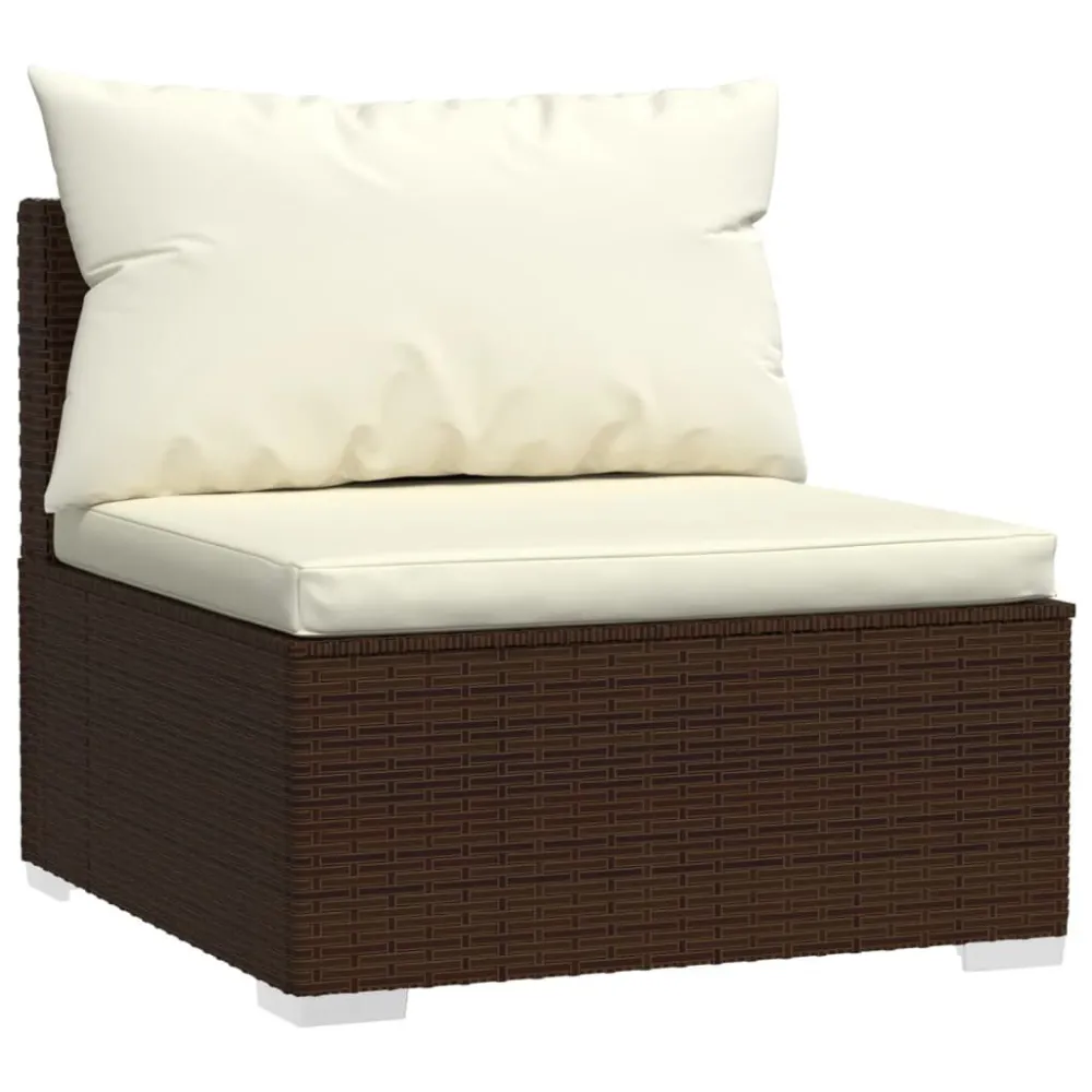 Set Divani da Giardino 9 pz con Cuscini Polyrattan Marrone - Impermeabile e UV Resistente