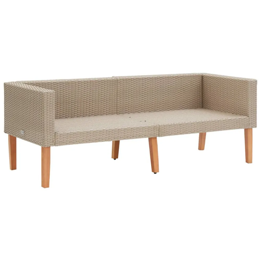 Set Divani da Giardino 3 pz con Cuscini Polyrattan Sabbia - Impermeabile e UV Resistente