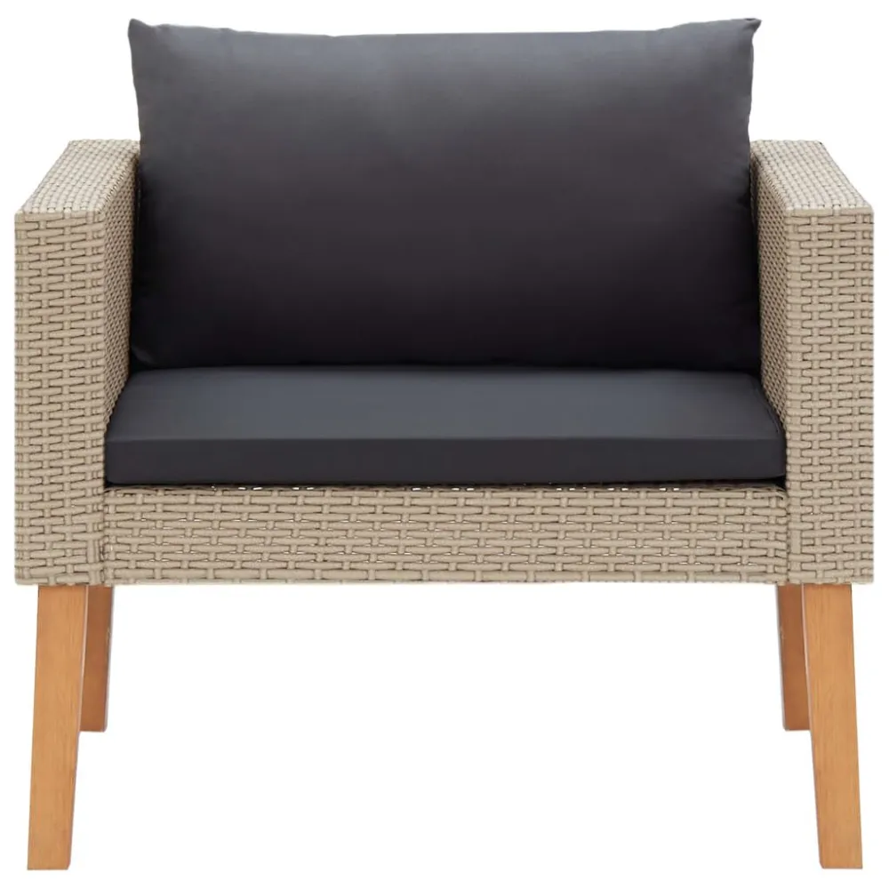Set Divani da Giardino 4 pz con Cuscini Polyrattan Panna