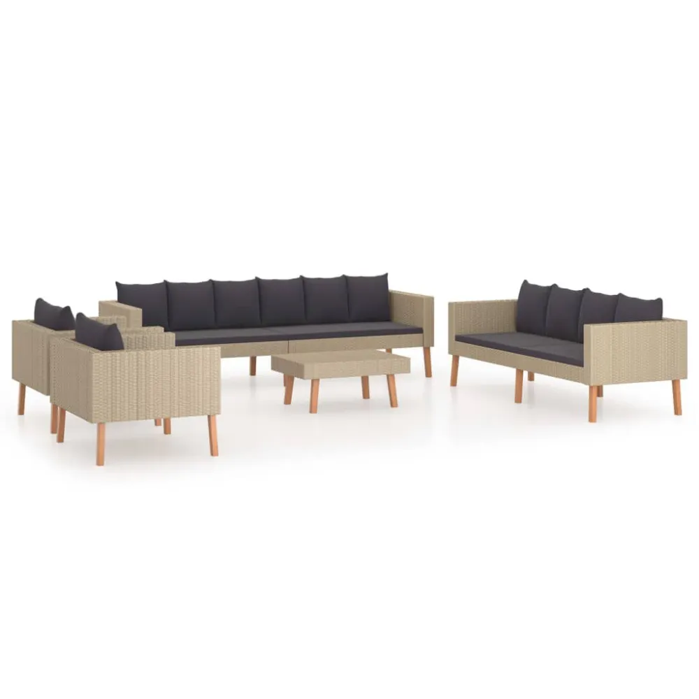 Set Divani da Giardino 5 pz con Cuscini Polyrattan Camoscio
