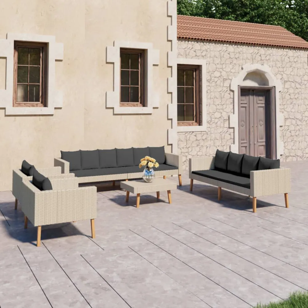 Set Divani da Giardino 5 pz con Cuscini Polyrattan Camoscio