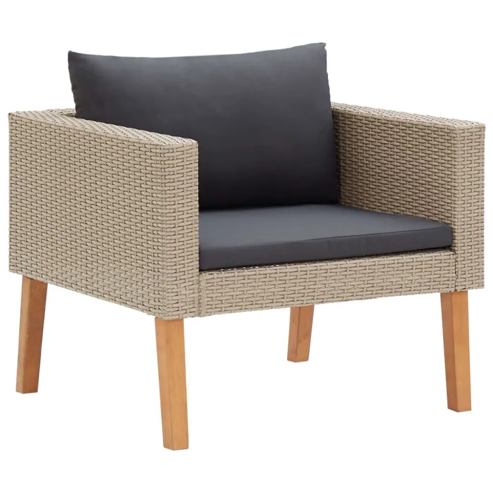 Set Divani da Giardino 5 pz con Cuscini Polyrattan Camoscio