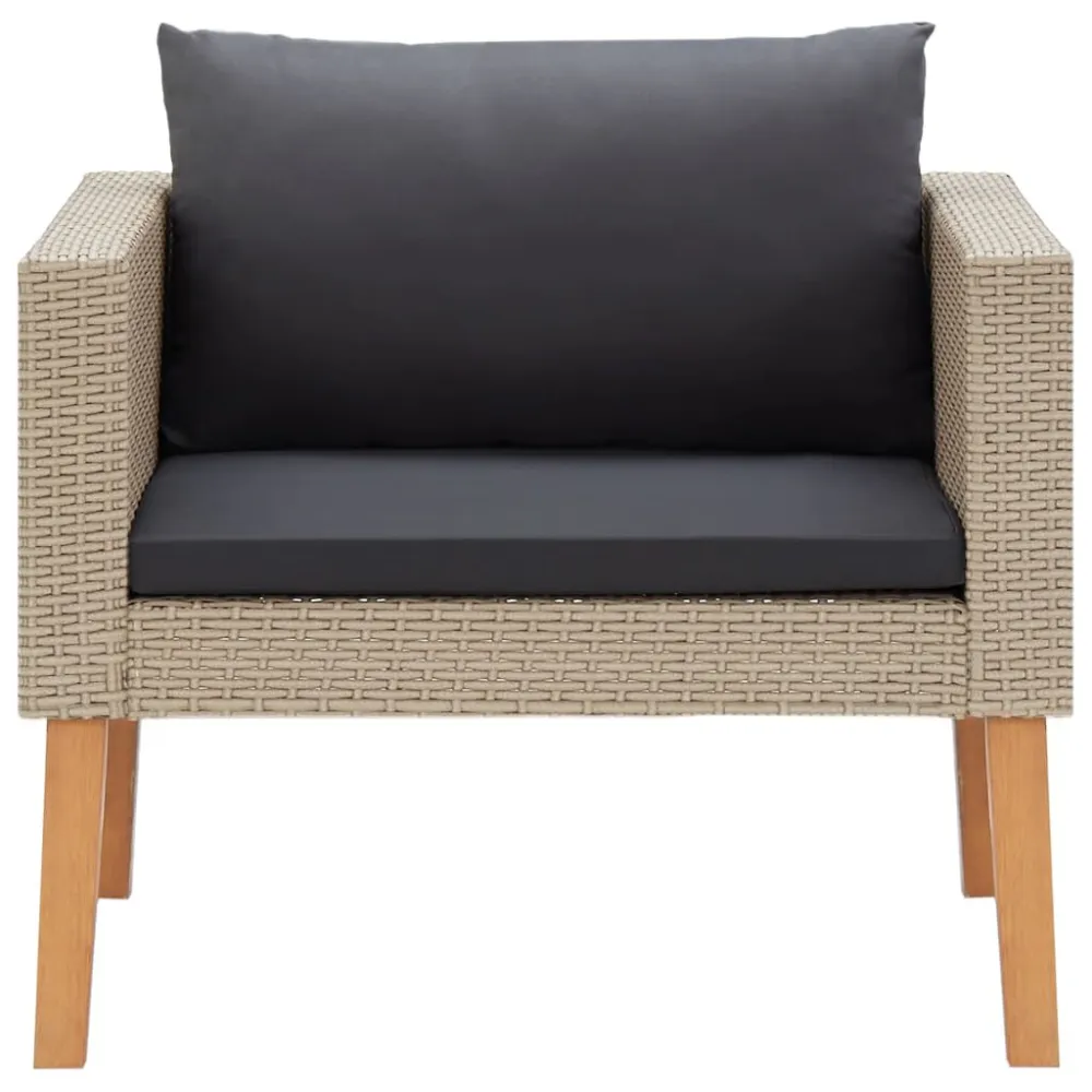 Set Divani da Giardino 5 pz con Cuscini Polyrattan Camoscio