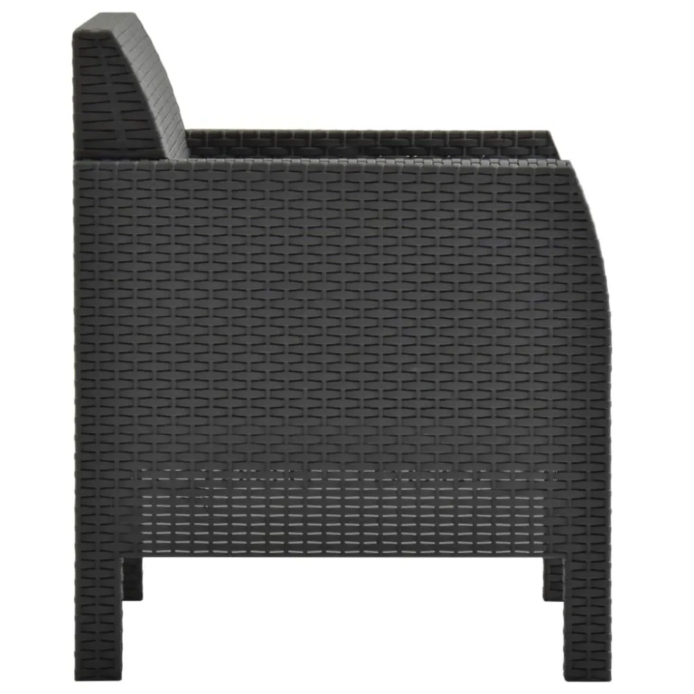 Set Divani da Giardino 3 pz con Cuscini Rattan PP Antracite con Portabicchiere Integrato