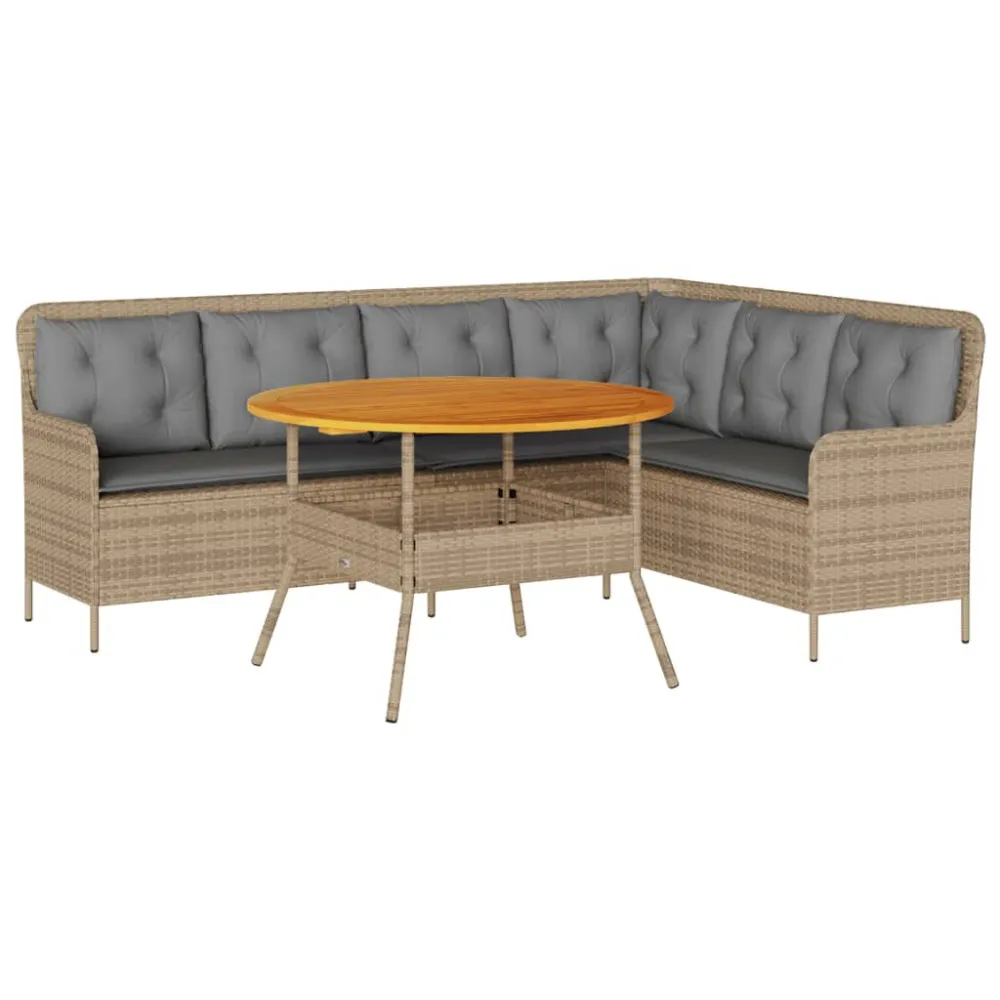 Set Divani da Giardino 2 pz con Cuscini Sabbia Polyrattan
