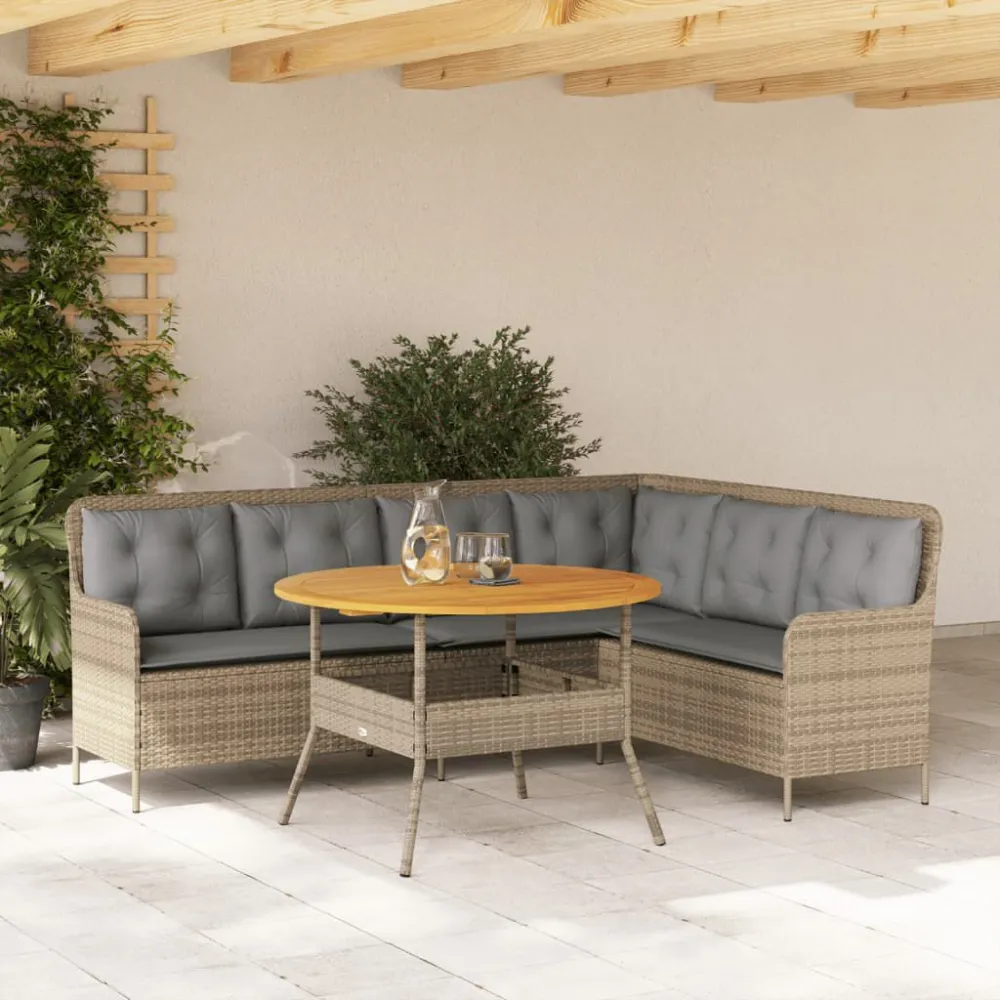 Set Divani da Giardino 2 pz con Cuscini Sabbia Polyrattan