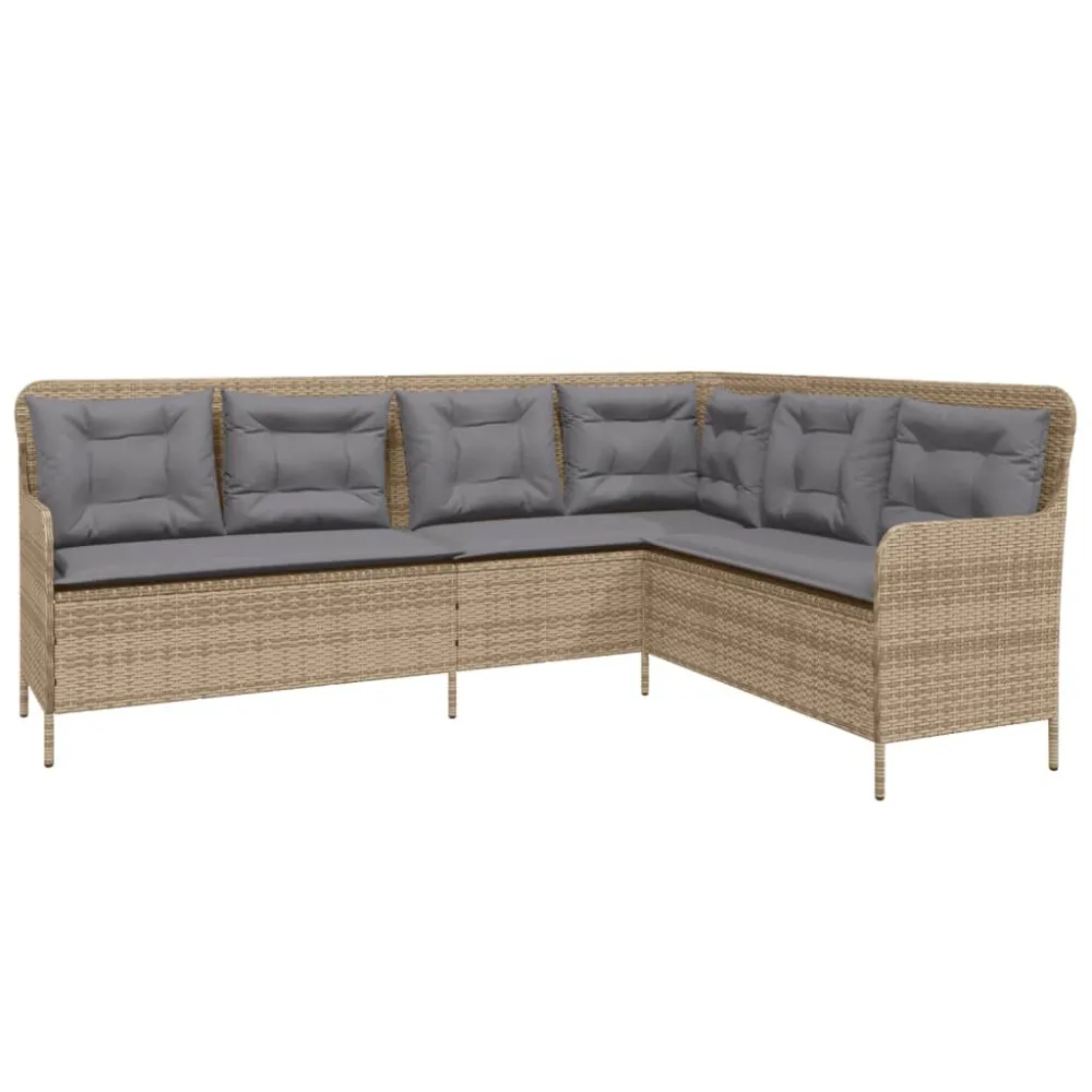 Set Divani da Giardino 2 pz con Cuscini Sabbia Polyrattan