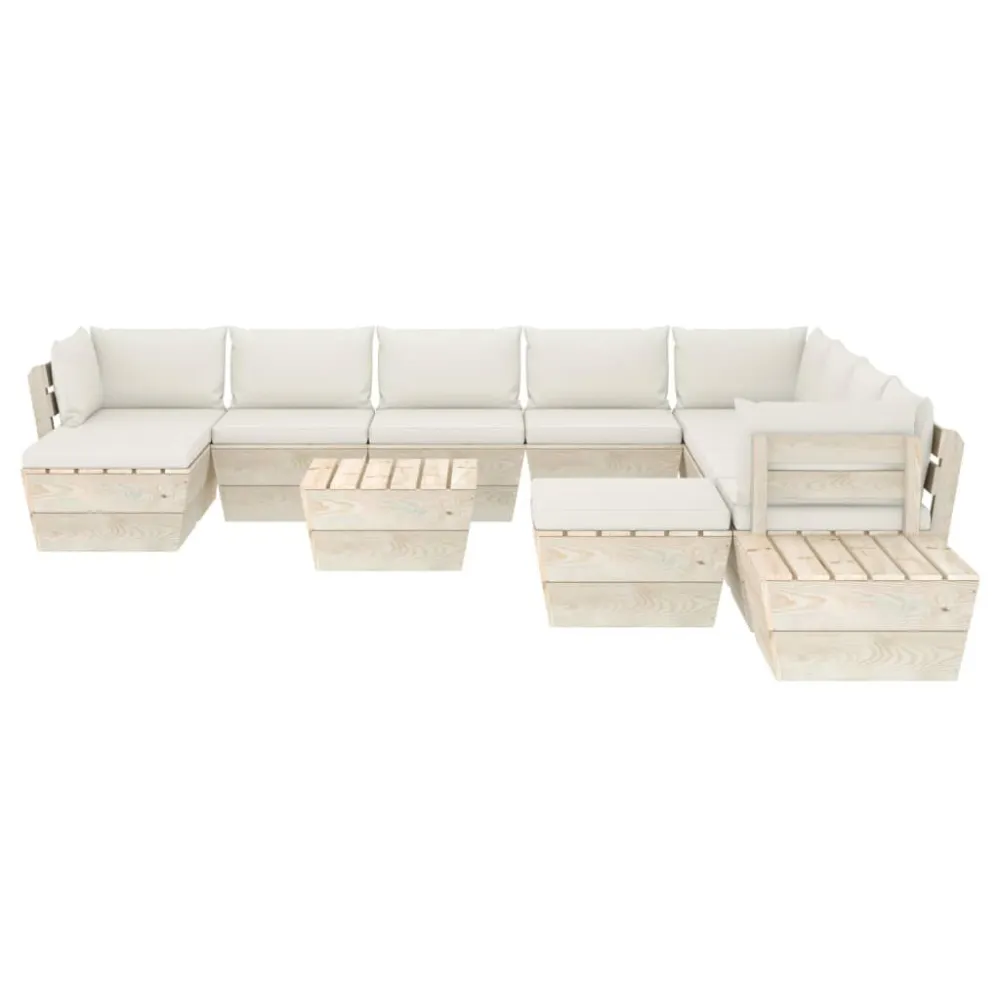Set Divani da Giardino su Pallet 12 pz con Cuscini Legno Abete Legno Massello