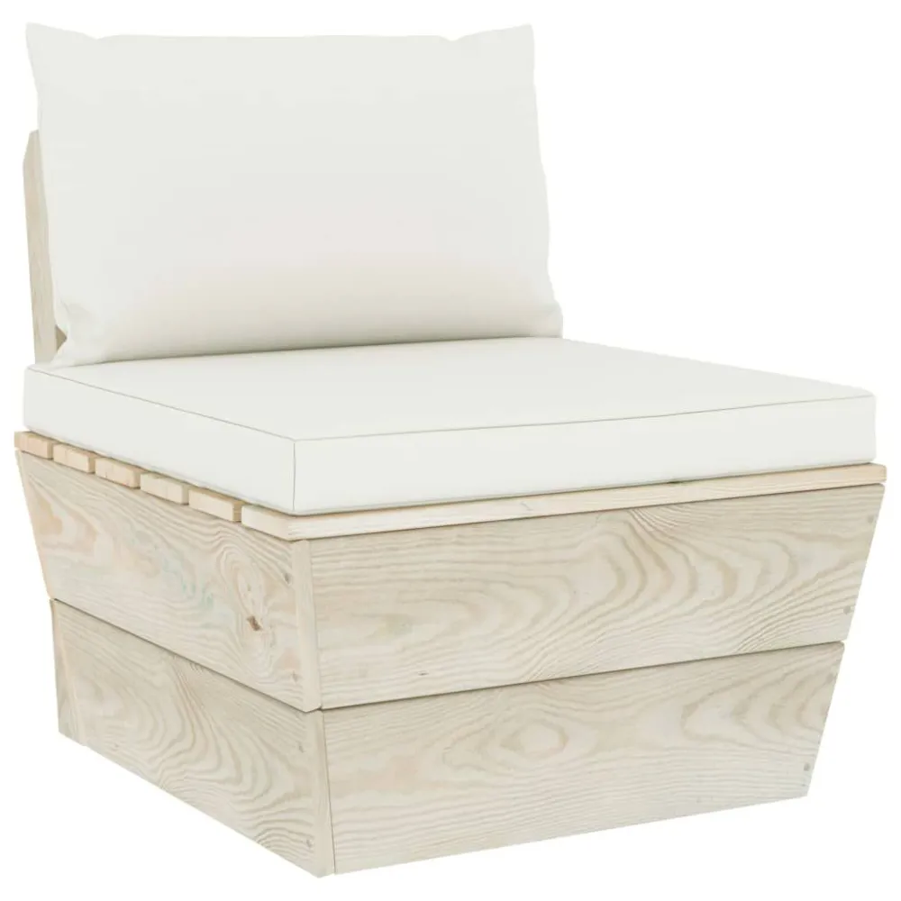 Set Divani da Giardino su Pallet 9 pz con Cuscini Legno Abete - Impermeabile e UV Resistente