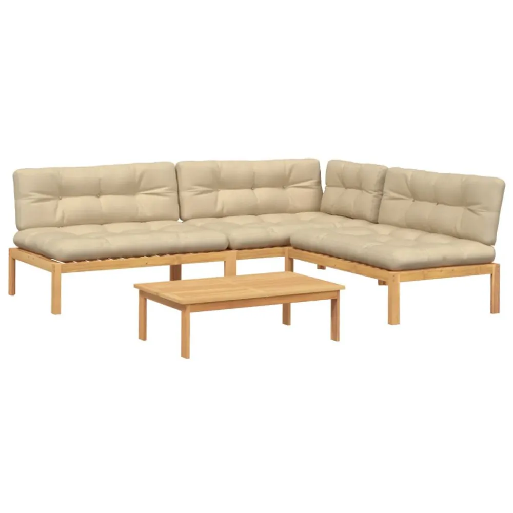 Set Divani Pallet Giardino 4pz Cuscini Legno Massello Acacia Legno Massello
