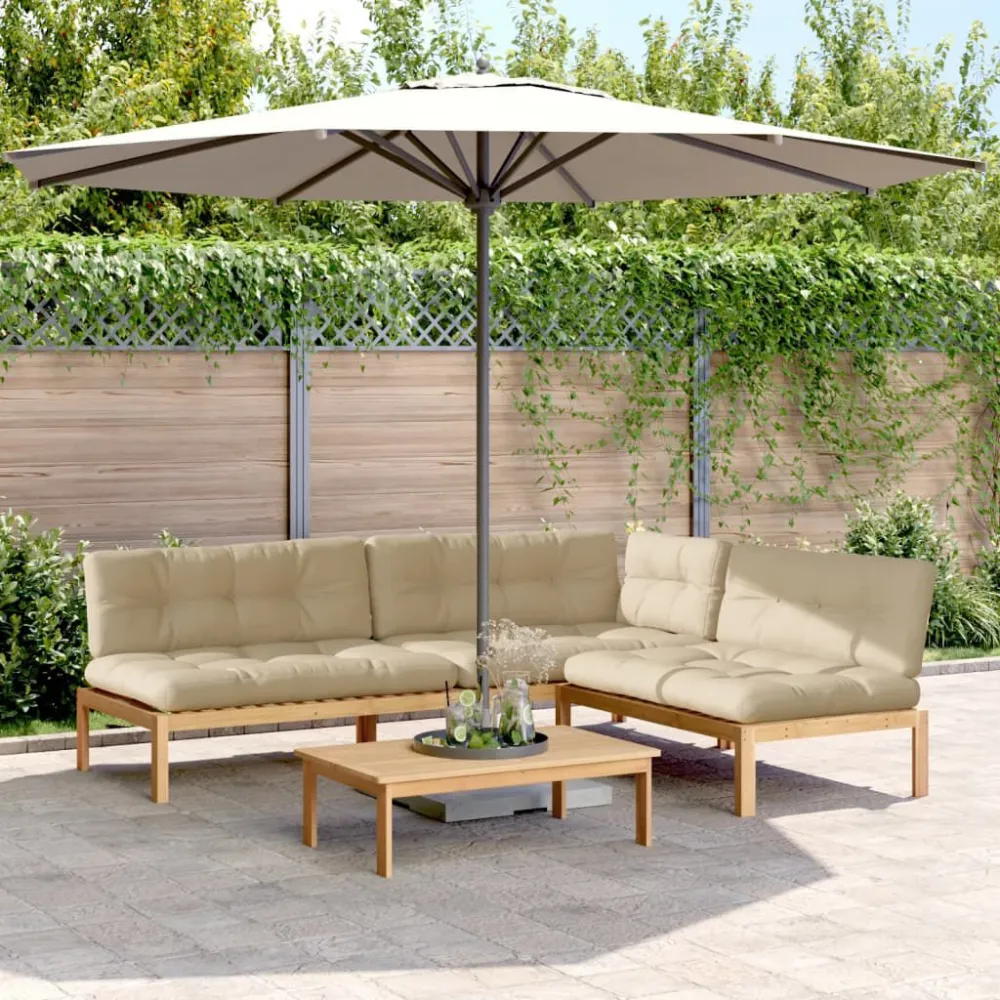 Set Divani Pallet Giardino 4pz Cuscini Legno Massello Acacia Legno Massello