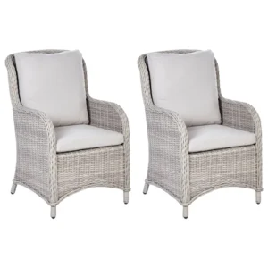 Set 2 Garden Armchairs CASCAIS PE Rattan Taupe | Pieghevole e Leggera