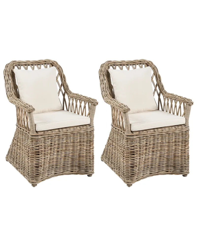 Set 2 Garden Armchairs MAROS II Rattan Autentico