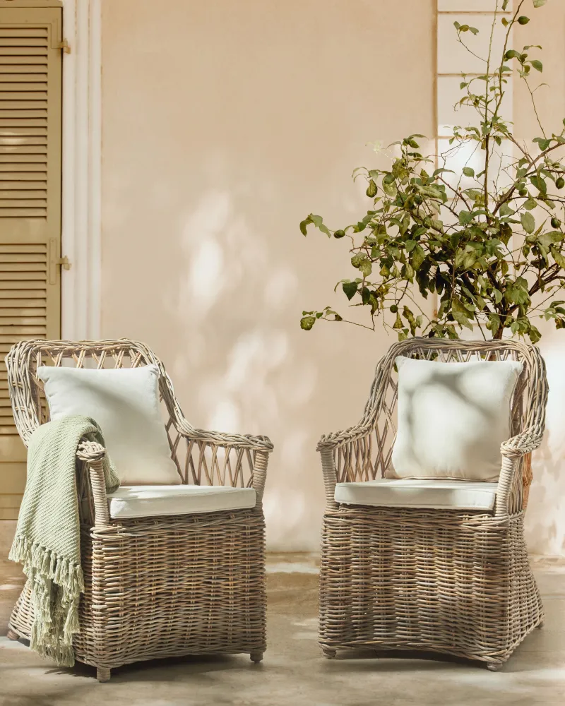 Set 2 Garden Armchairs MAROS II Rattan Autentico