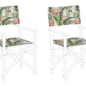 Set 2 Garden Chair Replacement Fabrics Flamingo Pattern CINE Easy Storage