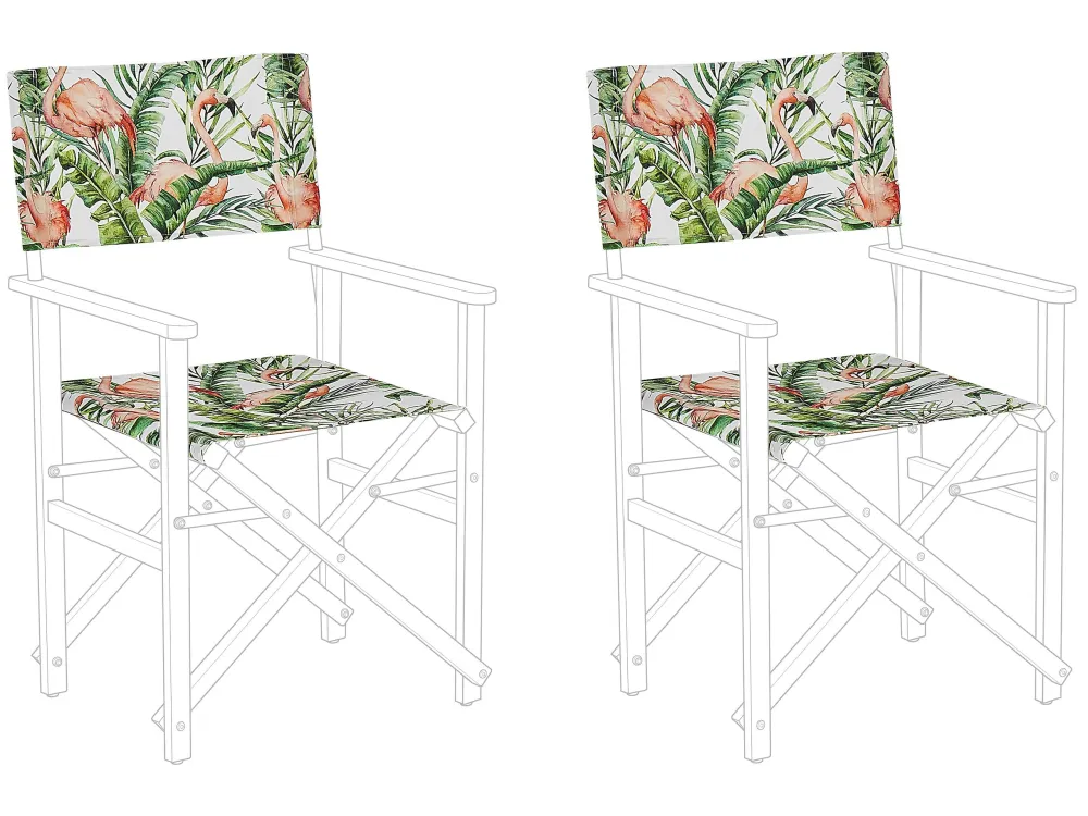 Set 2 Garden Chair Replacement Fabrics Flamingo Pattern CINE Easy Storage