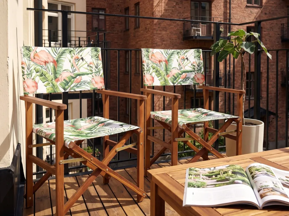 Set 2 Garden Chair Replacement Fabrics Flamingo Pattern CINE Easy Storage
