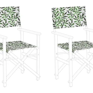 Set 2 Garden Chair Replacement Fabrics Leaf Pattern CINE | Pieghevole e Leggera