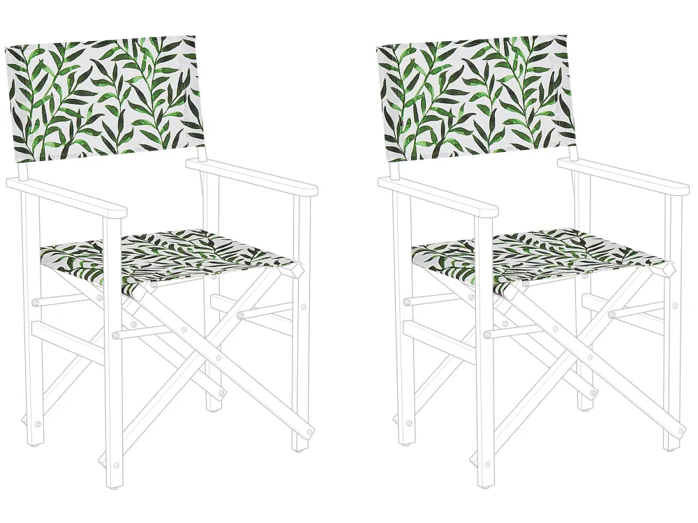 Set 2 Garden Chair Replacement Fabrics Leaf Pattern CINE | Pieghevole e Leggera