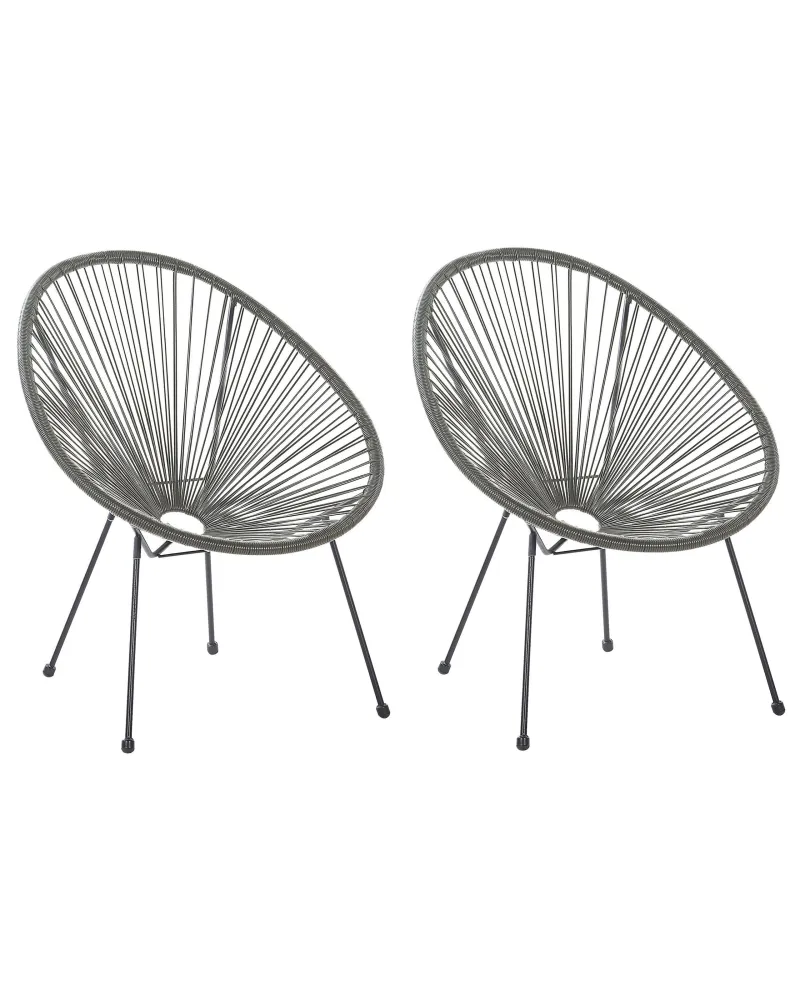 Set 2 Garden Chairs ACAPULCO II PE Rattan Dark Grey per Relax all'Aperto
