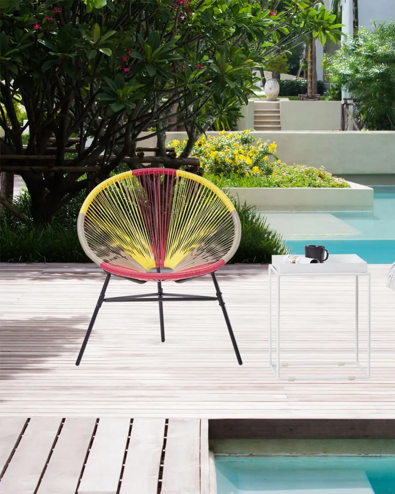 Set 2 Garden Chairs ACAPULCO PE Rattan Giallo oro con Sistema di Montaggio Rapido