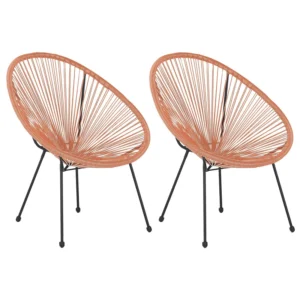 Set 2 Garden Chairs ACAPULCO II PE Rattan Orange Materiale Alluminio Anodizzato