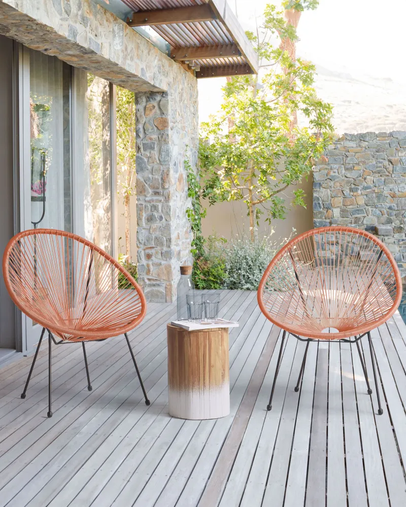 Set 2 Garden Chairs ACAPULCO II PE Rattan Orange Materiale Alluminio Anodizzato