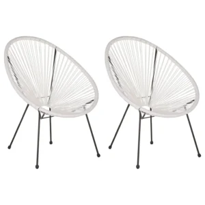 Set 2 Garden Chairs ACAPULCO II PE Rattan White Colori Vivaci