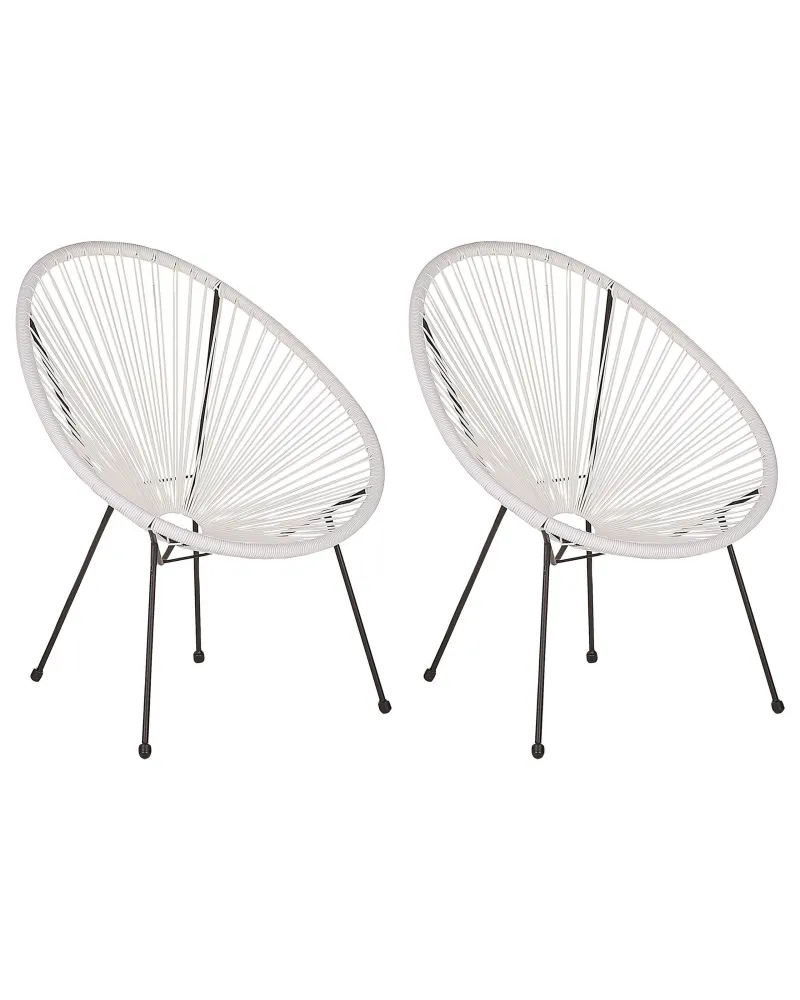 Set 2 Garden Chairs ACAPULCO II PE Rattan White Colori Vivaci