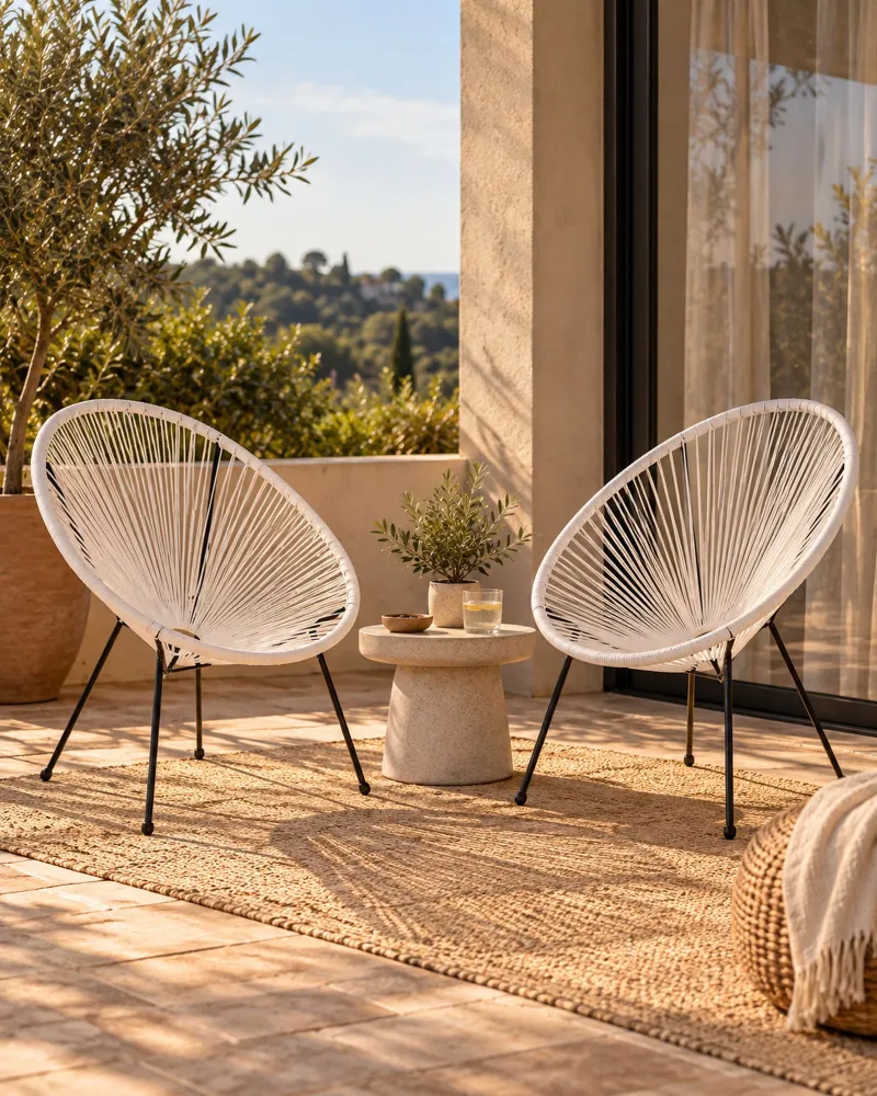 Set 2 Garden Chairs ACAPULCO II PE Rattan White Colori Vivaci