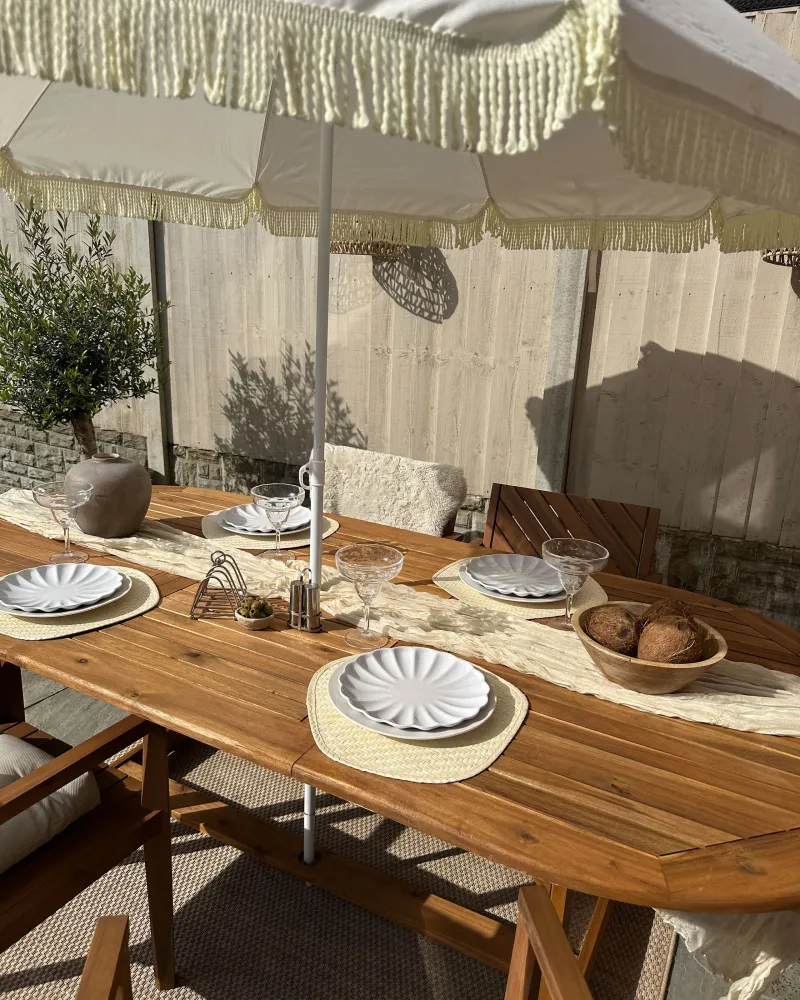 Set 4 Garden Chairs BARATTI Acacia Wood Light Wood con Cuscino Estraibile