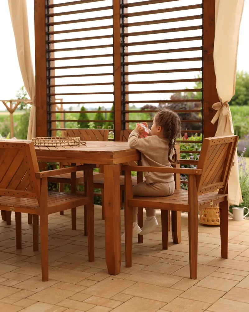 Set 4 Garden Chairs BARATTI Acacia Wood Light Wood con Cuscino Estraibile